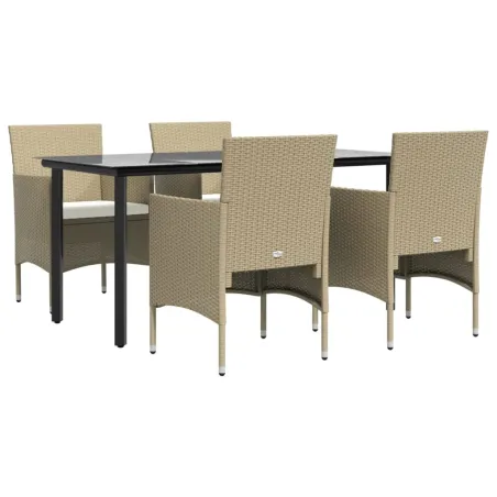 Ensemble à manger de jardin coussins 5 pcs Beige/noir