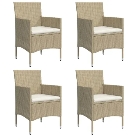 Ensemble à manger de jardin coussins 5 pcs Beige/noir