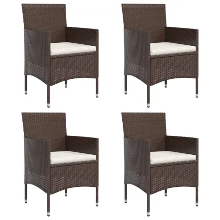 Ensemble à manger de jardin coussins 5 pcs Marron/noir