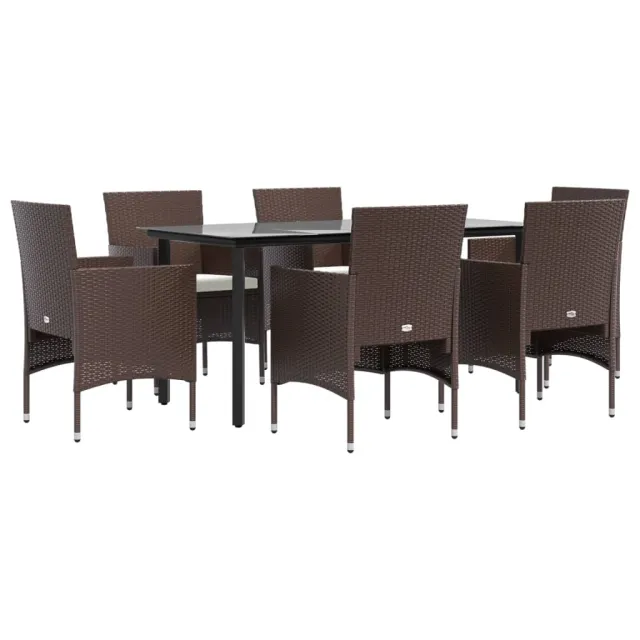 Ensemble à manger de jardin coussins 7 pcs Marron/noir