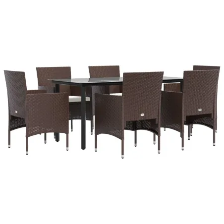Ensemble à manger de jardin coussins 7 pcs Marron/noir