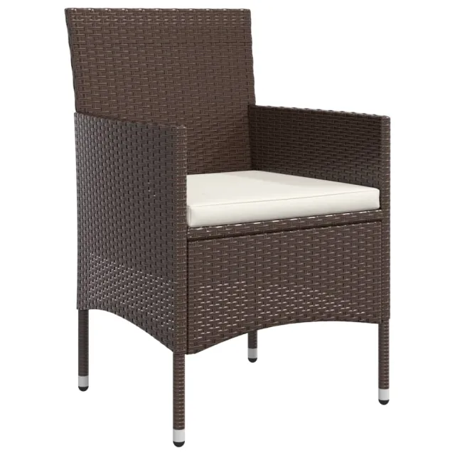 Ensemble à manger de jardin coussins 7 pcs Marron/noir