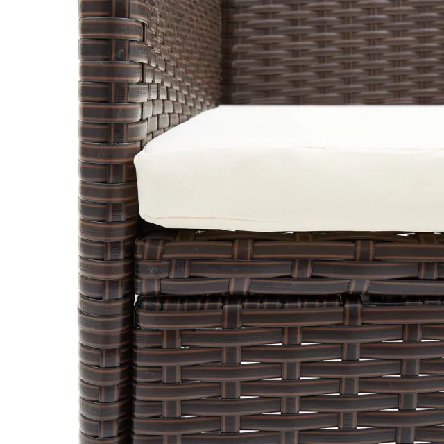 Ensemble à manger de jardin coussins 7 pcs Marron/noir