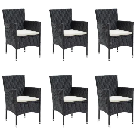Ensemble à manger de jardin avec coussins 7 pcs Noir