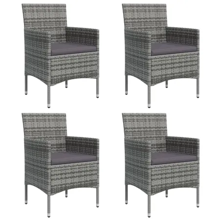 Ensemble à manger de jardin et coussins 5pcs Gris/noir