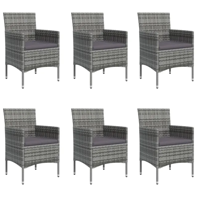 Ensemble à manger de jardin coussins 7pcs Gris et noir