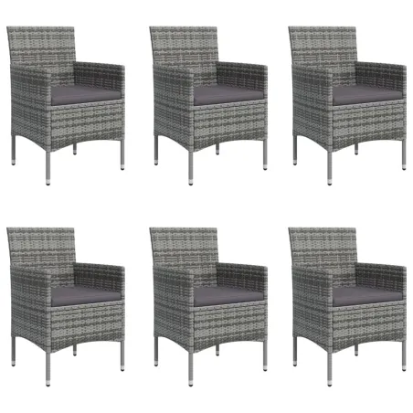 Ensemble à manger de jardin coussins 7pcs Gris et noir
