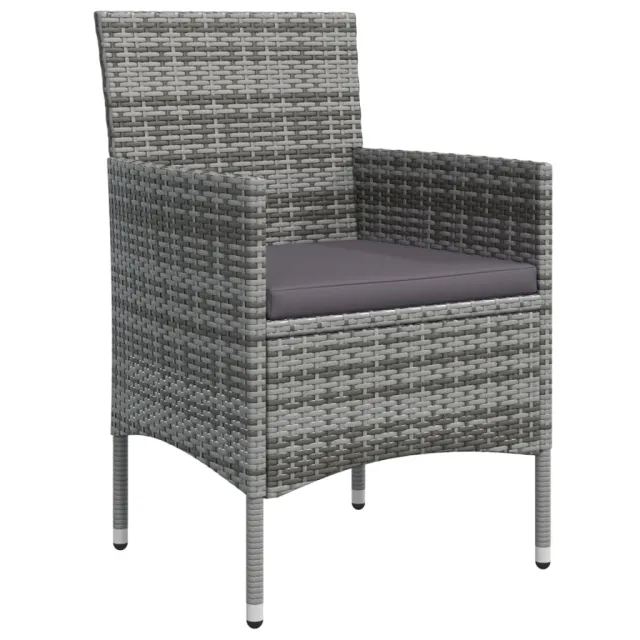 Ensemble à manger de jardin coussins 7pcs Gris et noir