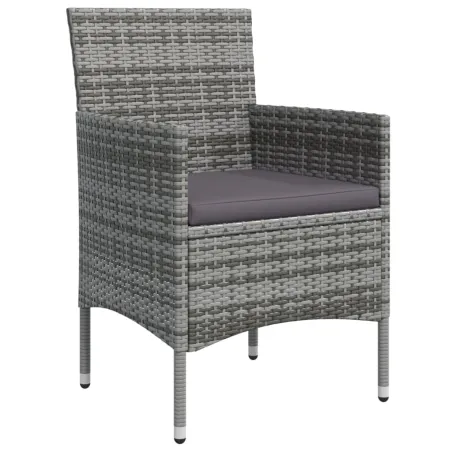 Ensemble à manger de jardin coussins 7pcs Gris et noir