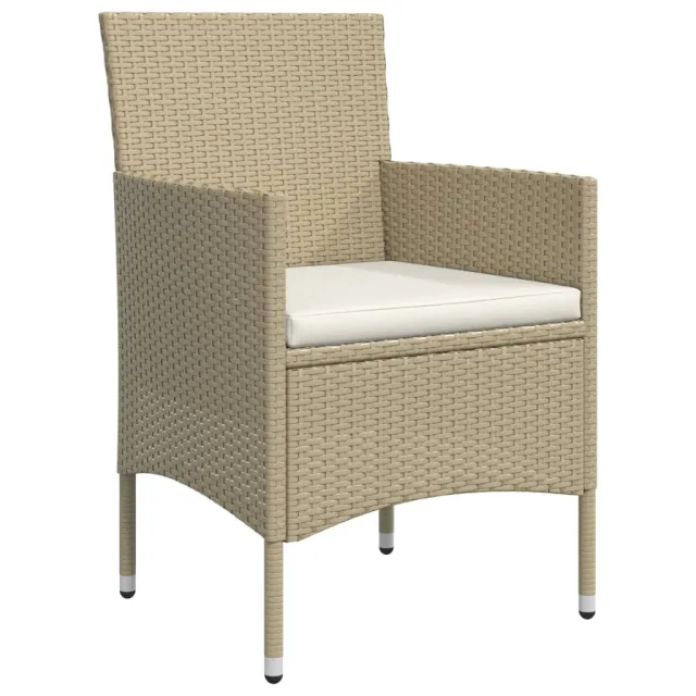 Ensemble à manger de jardin coussins 7 pcs Beige/noir