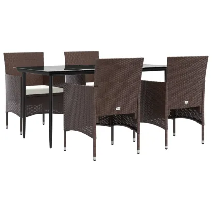 Ensemble à manger de jardin coussins 5 pcs Marron/noir 2