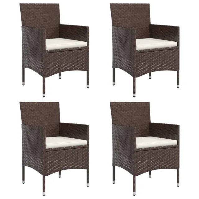 Ensemble à manger de jardin coussins 5 pcs Marron/noir