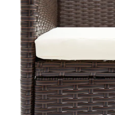 Ensemble à manger de jardin coussins 7 pcs Marron/noir