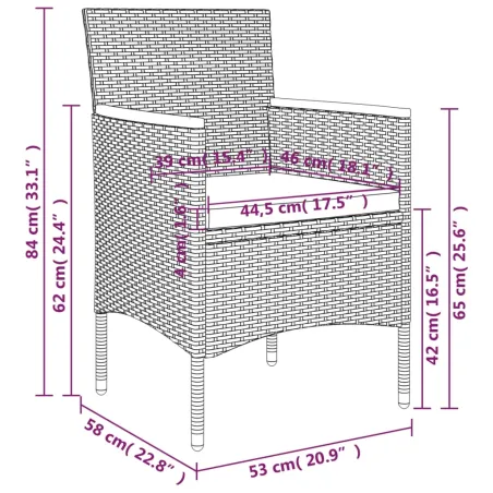 Ensemble à manger de jardin avec coussins 5 pcs Noir