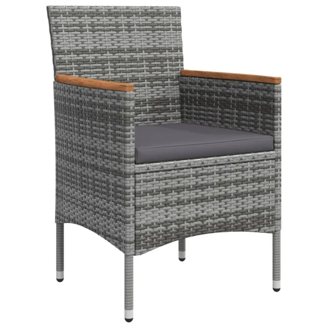 Ensemble à manger de jardin et coussins 5pcs Gris/noir