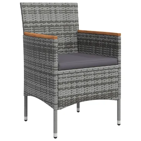 Ensemble à manger de jardin et coussins 5pcs Gris/noir