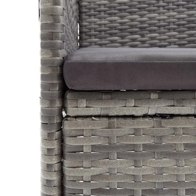 Ensemble à manger de jardin et coussins 5pcs Gris/noir