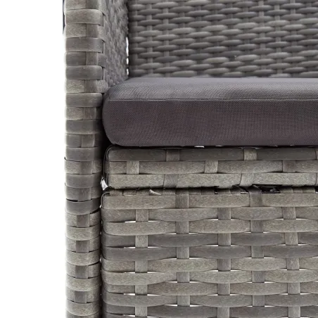 Ensemble à manger de jardin et coussins 5pcs Gris/noir