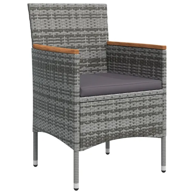 Ensemble à manger de jardin coussins 7pcs Gris et noir