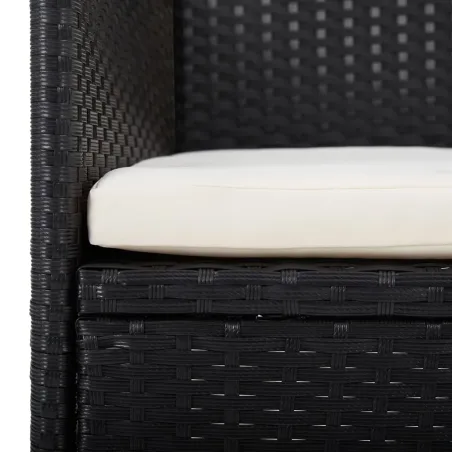 Ensemble à manger de jardin avec coussins 7 pcs Noir