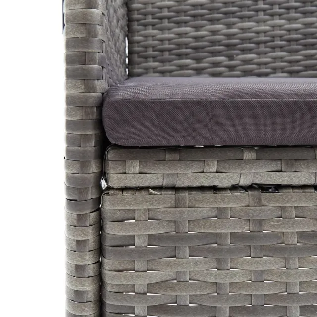 Ensemble à manger de jardin et coussins 5pcs Gris/noir