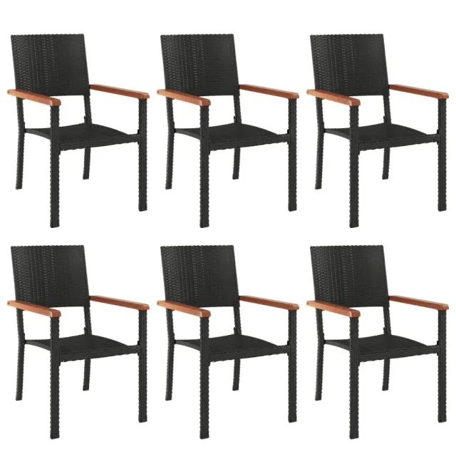 Ensemble à manger de jardin 7 pcs Noir Résine tressée