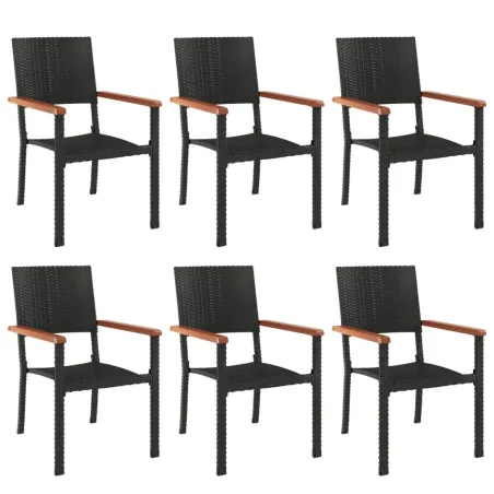Ensemble à manger de jardin 7 pcs Noir Résine tressée