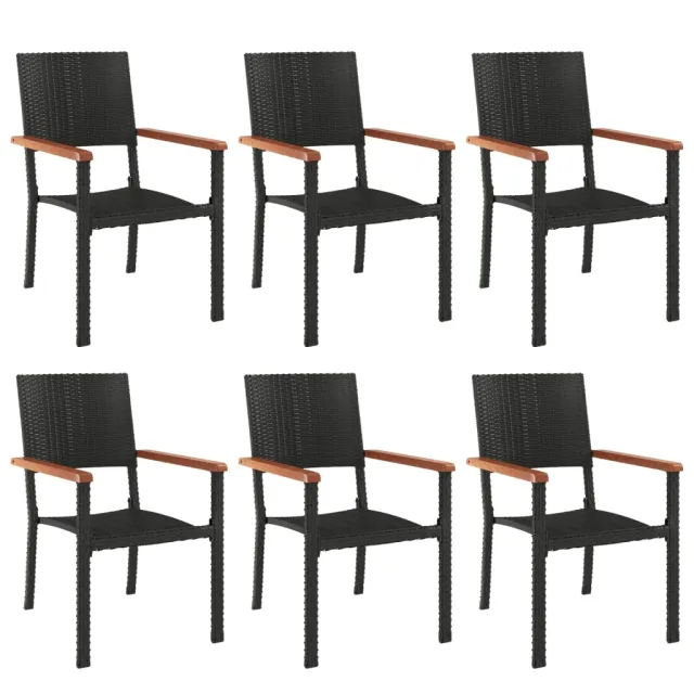 Ensemble à manger de jardin 7 pcs Noir Résine tressée