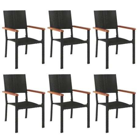 Ensemble à manger de jardin 7 pcs Noir Résine tressée