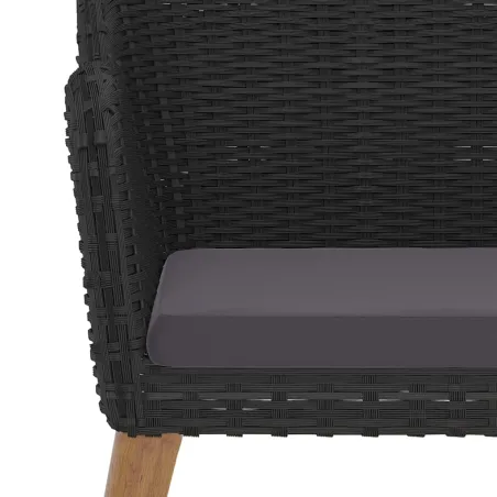 Ensemble à manger de jardin avec coussins 5 pcs Noir