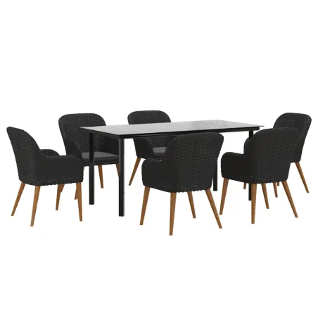 Ensemble à manger de jardin avec coussins 7 pcs Noir