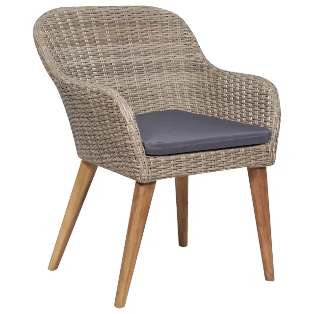 Ensemble à manger de jardin et coussins 7 pcs Marron