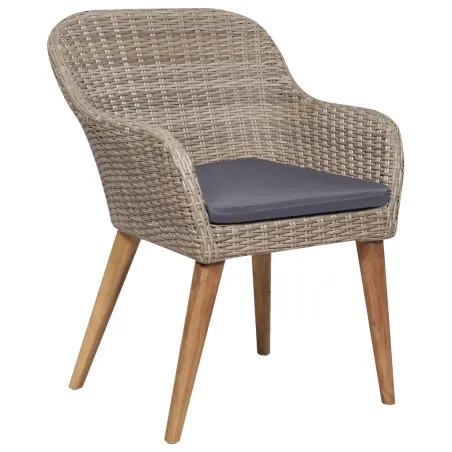 Ensemble à manger de jardin et coussins 7 pcs Marron