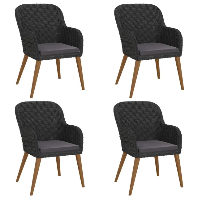 Ensemble à manger de jardin avec coussins 5 pcs Noir