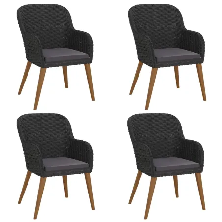 Ensemble à manger de jardin avec coussins 5 pcs Noir