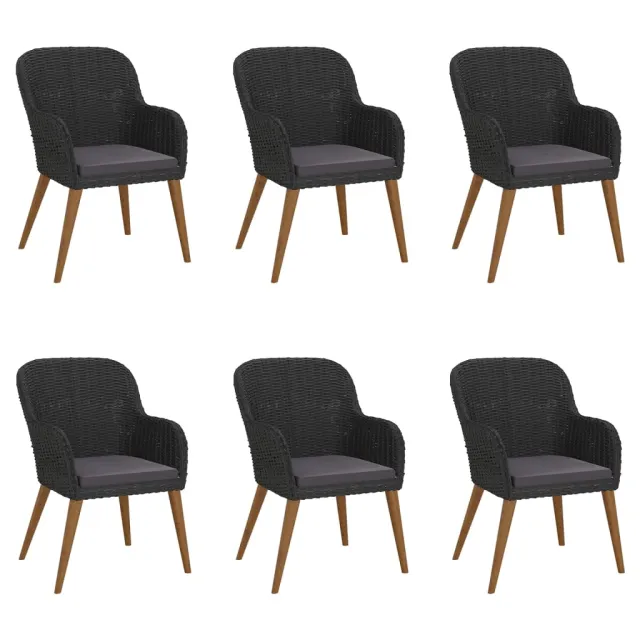 Ensemble à manger de jardin avec coussins 7 pcs Noir