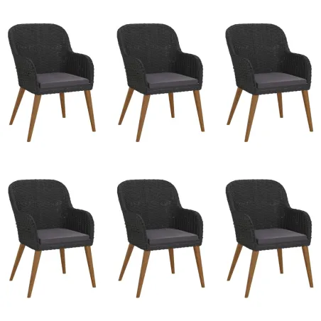 Ensemble à manger de jardin avec coussins 7 pcs Noir