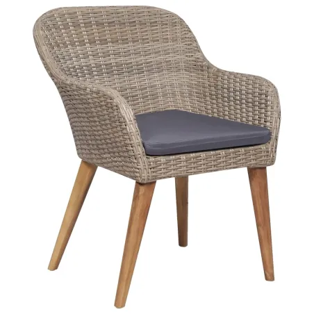 Ensemble à manger de jardin et coussins 5 pcs Marron