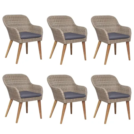 Ensemble à manger de jardin et coussins 7 pcs Marron