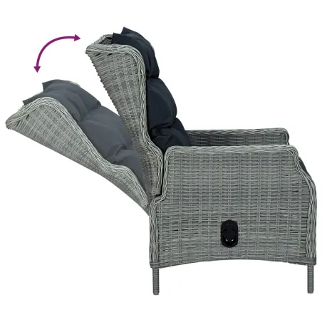 Ensemble à manger de jardin 7 pcs Gris clair Résine tressée