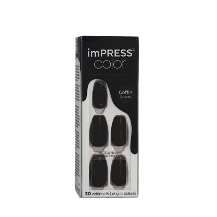 Unghie Finte Kiss imPRESS color Nero 30 Pezzi (30 Unità)