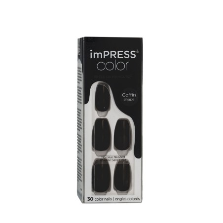 Unghie Finte Kiss imPRESS color Nero 30 Pezzi (30 Unità)