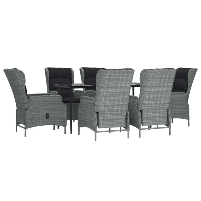 Ensemble à manger de jardin 7 pcs Gris clair Résine tressée