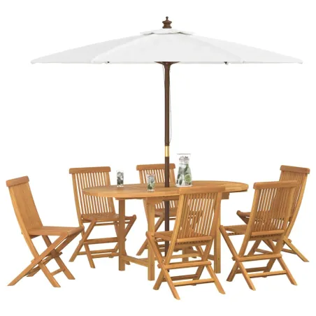 Ensemble de salle à manger pour jardin 7 pcs Marron