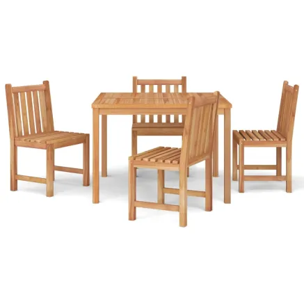 Ensemble à manger de jardin 5pcs Bois de teck massif 2