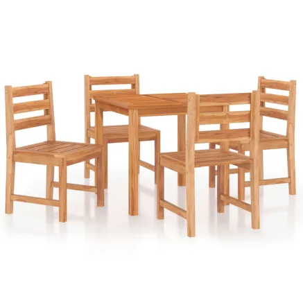 Ensemble à manger de jardin 5pcs Bois de teck massif 2