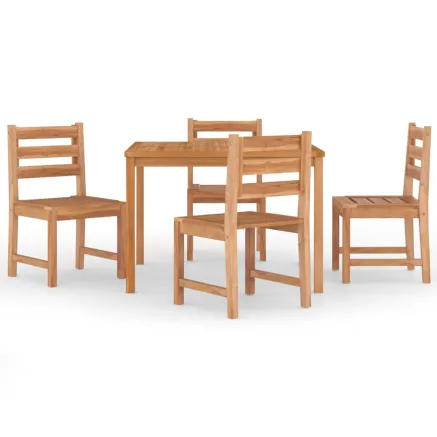 Ensemble à manger de jardin 5pcs Bois de teck massif 2