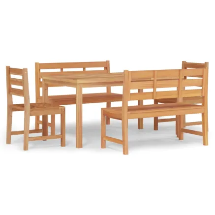 Ensemble à manger de jardin 5pcs Bois de teck massif 2