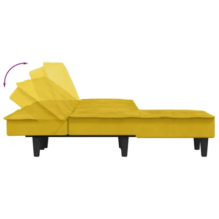 Canapé-lit en forme de L jaune 255x140x70 cm velours