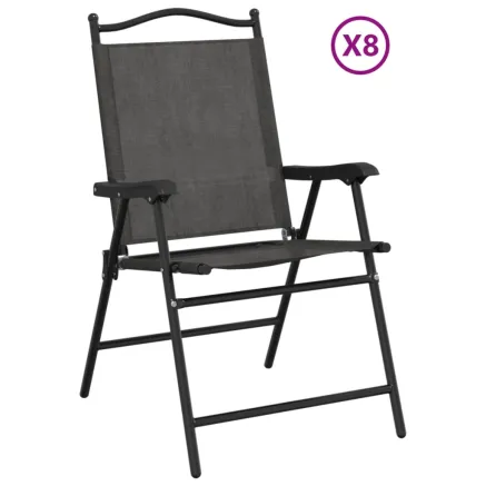 Chaises de jardin pliables lot de 8 en acier et textilène 2